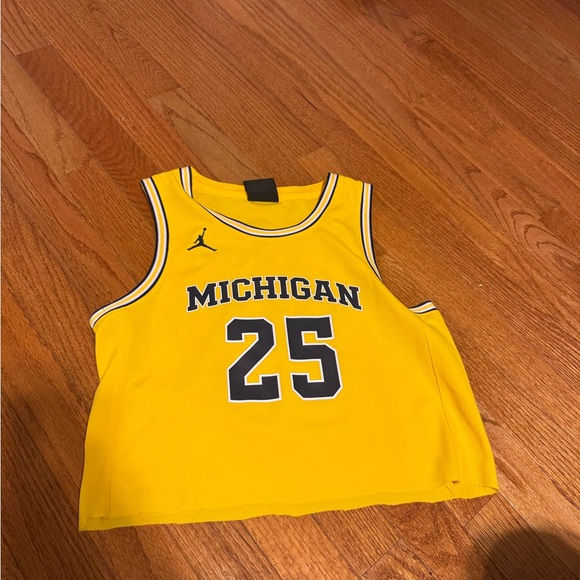 Jordan Tops - Jordan Yellow Michigan Women's Crop Basketball Jersey Top XS